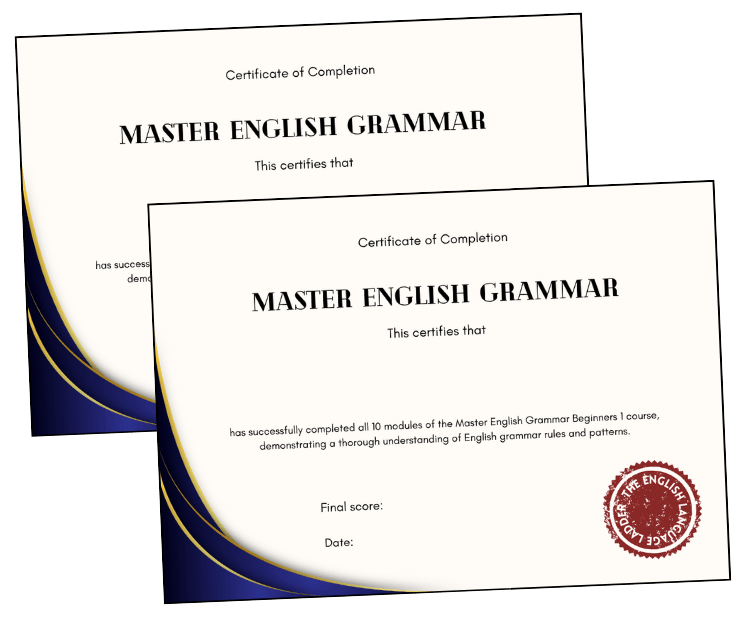 Grammar Beginner 1 certificate of completion