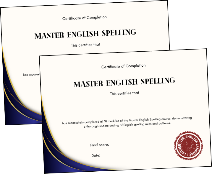 Master English Spelling certificate of completion